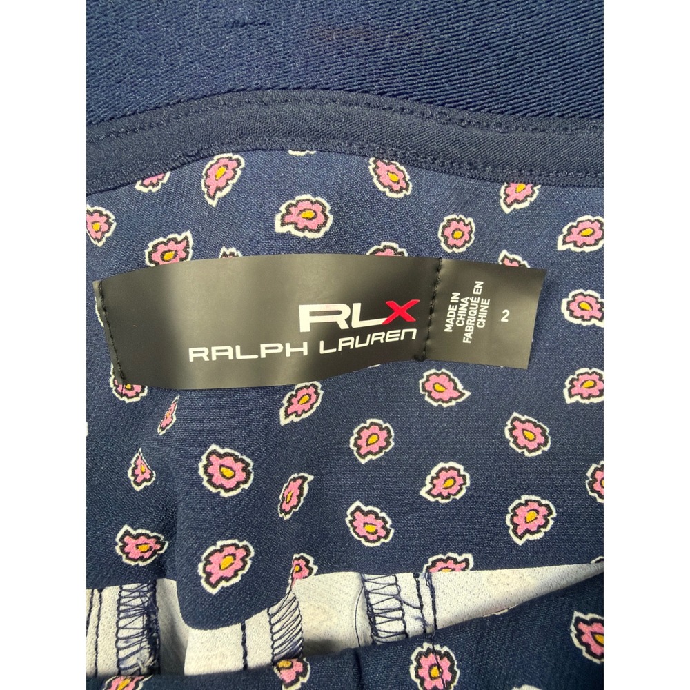 RLX Ralph Lauren Women Eagle Stretch Slim Floral Print Navy Golf Pants Size 2 - Picture 5 of 8